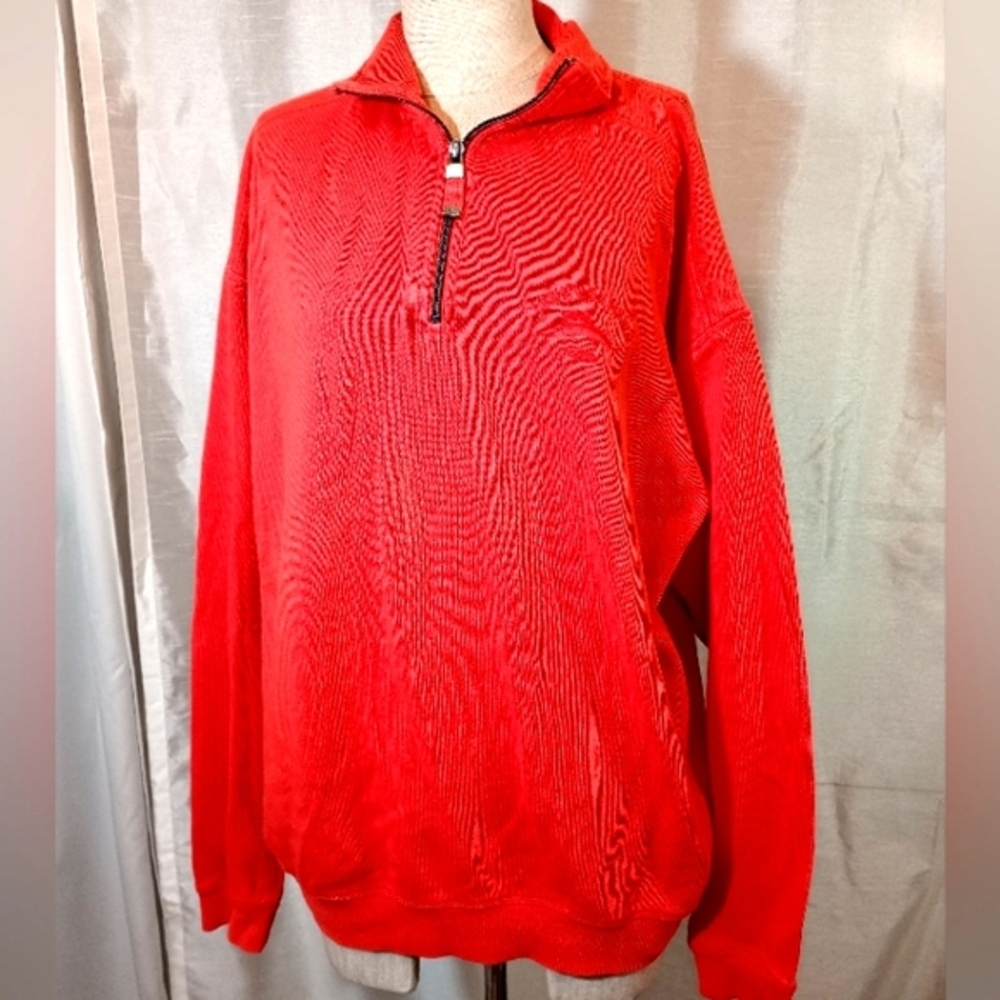 Tommy Bahama Sweatshirt, Men,1/4 Zip, Logo Sweatshirt, Orange, Collar, fleece, M